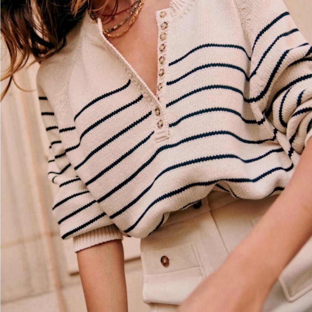 Sezane Leontine Jumper Ecru / Navy Striped